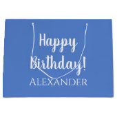 Personalized Birthday Pastel Blue Party Favor ラージペーパーバッグ (正面)