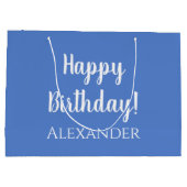 Personalized Birthday Pastel Blue Party Favor ラージペーパーバッグ (裏面)