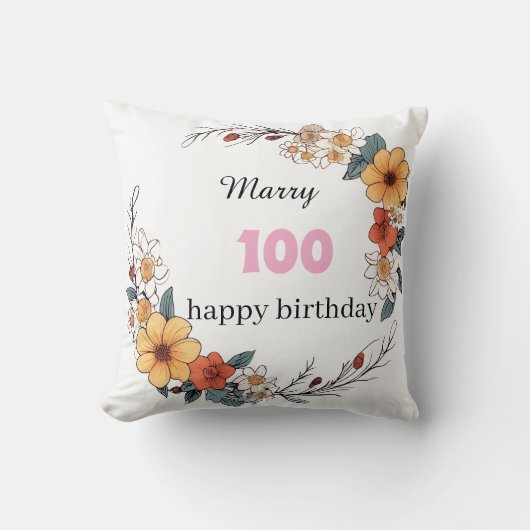 Personalized Birthday Pillow Custom Name Age Gift クッション (正面)