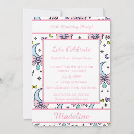 Personalized Birthday Pink Bow Sweet Invitation 招待状