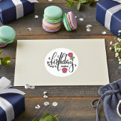 Personalized Birthday Pink Rose  ラウンドシール