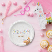 Personalized Birthday Plate Sloth Party Design ペーパープレート (パーティー)