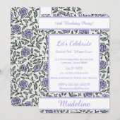 Personalized Birthday Rose Girl Sweet Invitation 招待状 (正面/裏面)