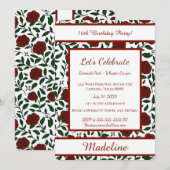 Personalized Birthday Rose Girl Sweet Invitation 招待状 (正面/裏面)