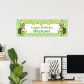 Personalized Birthday Turtle Banner ポスター (ホームオフィス)