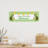 Personalized Birthday Turtle Banner ポスター (キッチン)