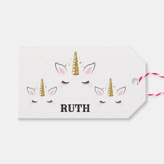 Personalized Birthday Unicorn Glitter Design with  ギフトタグ (正面(横))