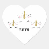 Personalized Birthday Unicorn Glitter Design with  ハートシール (正面)