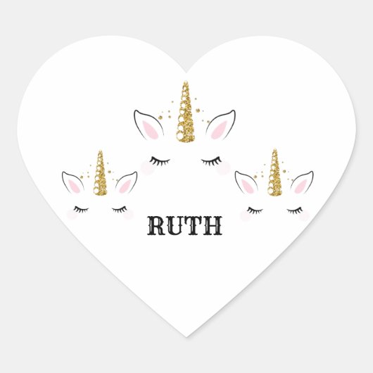 Personalized Birthday Unicorn Glitter Design with  ハートシール (正面)
