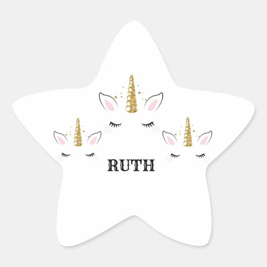 Personalized Birthday Unicorn Glitter Design with  星シール (正面)