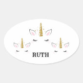 Personalized Birthday Unicorn Glitter Design with  楕円形シール (正面)