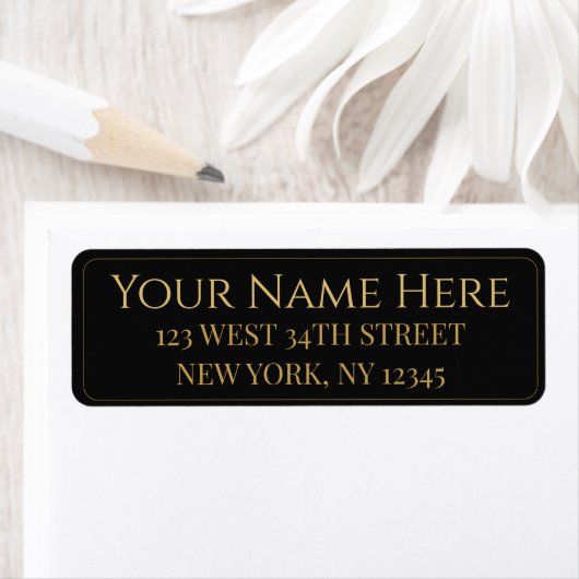Personalized Black and Gold Name and Address on ラベル (インサイチュ)