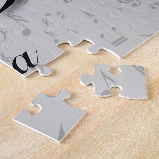 Personalized black and gray musical notes ジグソーパズル (側面)