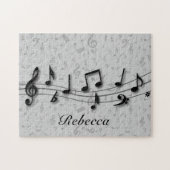 Personalized black and gray musical notes ジグソーパズル (横)