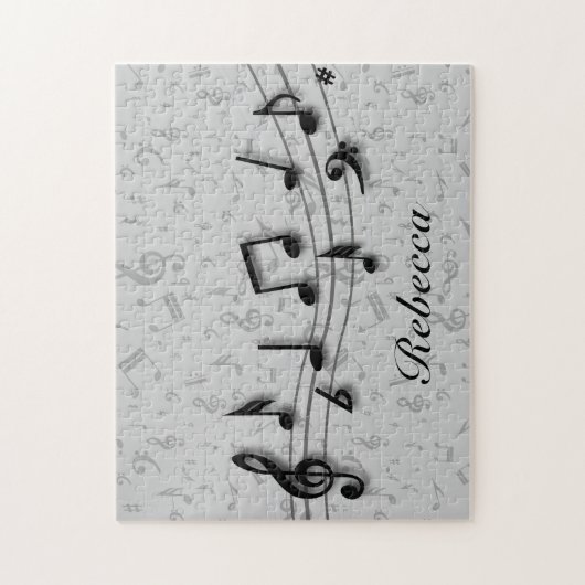 Personalized black and gray musical notes ジグソーパズル (縦)