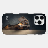 Personalized Black and Tan Dachshund iPhoneケース (裏面横)
