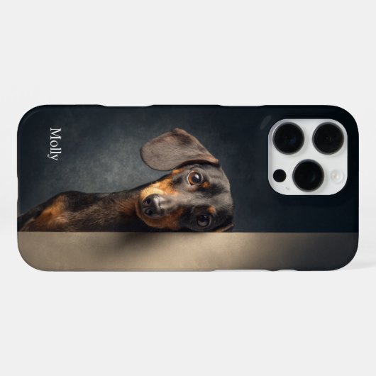 Personalized Black and Tan Dachshund iPhoneケース (裏面横)