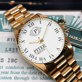 Personalized black and White  initial monogrammed  腕時計