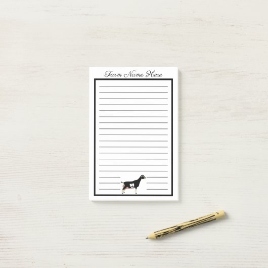 Personalized Black and White LaMancha Dairy Goat ポストイット (デスク上)