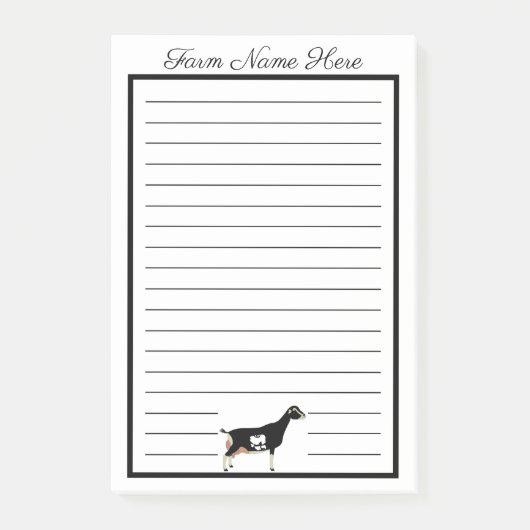 Personalized Black and White LaMancha Dairy Goat ポストイット (正面)