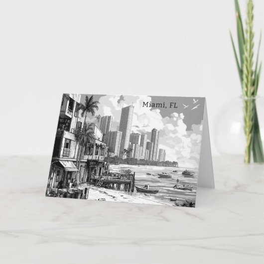 Personalized Black and White Miami FL シーズンカード (正面)