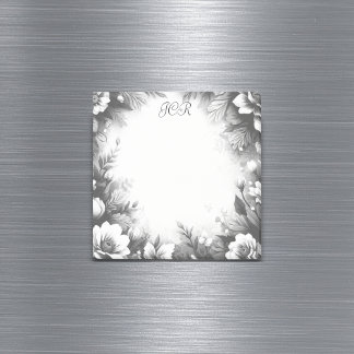 Personalized Black and White Monogrammed Floral ポストイット
