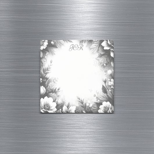 Personalized Black and White Monogrammed Floral ポストイット
