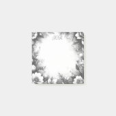 Personalized Black and White Monogrammed Floral ポストイット (正面)