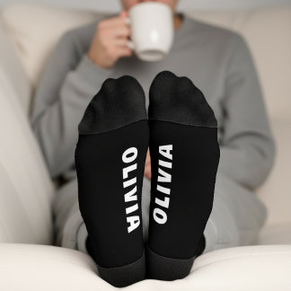 Personalized Black and White Name Socks ソックス