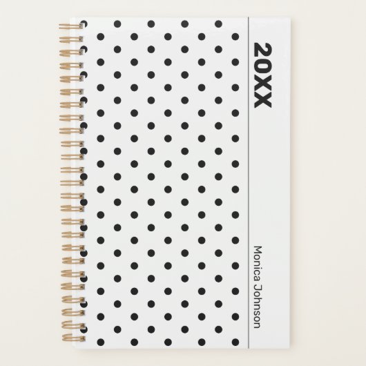 Personalized Black and White Polka Dot Planner プランナー手帳 (正面)
