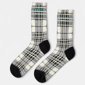 Personalized Black and White Tartan Plaid Custom ソックス (左)