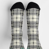 Personalized Black and White Tartan Plaid Custom ソックス (上部)