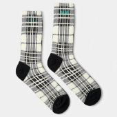 Personalized Black and White Tartan Plaid Custom ソックス (右)