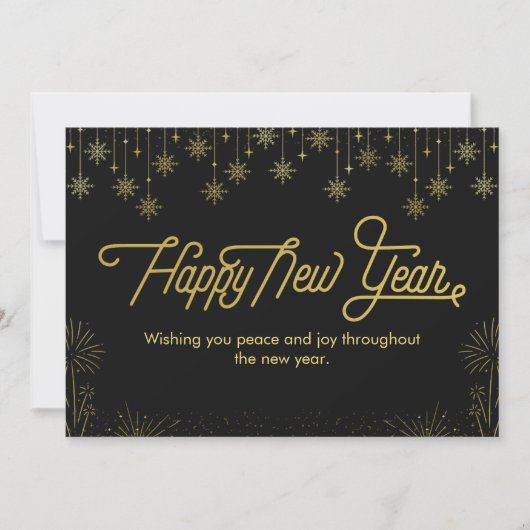 Personalized black and yellow Happy New Year カード (正面)