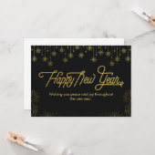 Personalized black and yellow Happy New Year カード (正面/裏面インサイチュ)