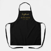 Personalized Black Apron Custom Text Cooking Gear エプロン (正面)