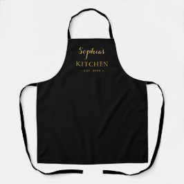 Personalized Black Apron Custom Text Cooking Gear エプロン