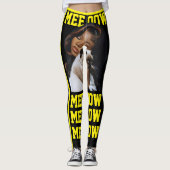 Personalized Black Bright Yellow Pet Cat Mom Photo レギンス (正面)