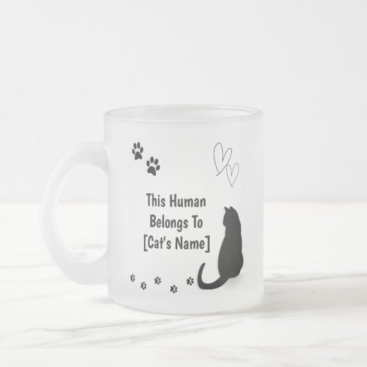 Personalized Black Cat Frosted Glass Mug フロストグラスマグカップ (左)