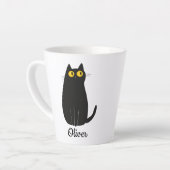 Personalized Black Cat Latte Mug – Custom Pet Name カフェラテマグ (左アングル)