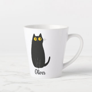Personalized Black Cat Latte Mug – Custom Pet Name カフェラテマグ