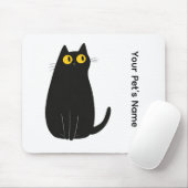 Personalized Black Cat Mouse Pad with Your PetName マウスパッド (マウス)