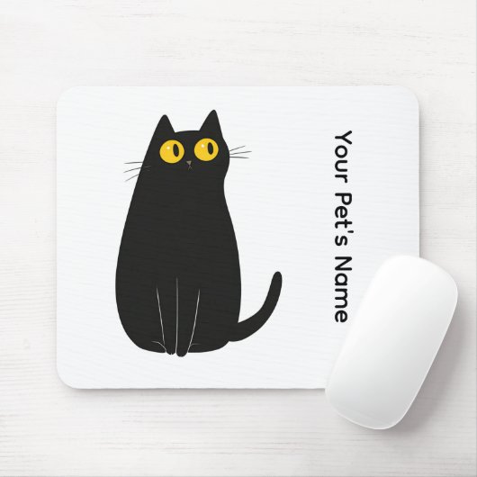 Personalized Black Cat Mouse Pad with Your PetName マウスパッド (マウス)