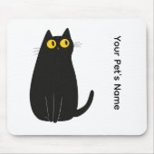 Personalized Black Cat Mouse Pad with Your PetName マウスパッド (正面)