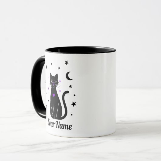 Personalized Black Cat mug マグカップ (正面左)