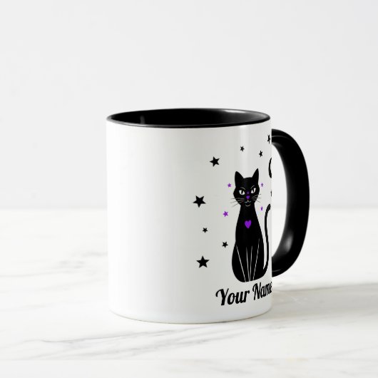 Personalized Black Cat mug マグカップ (正面右)