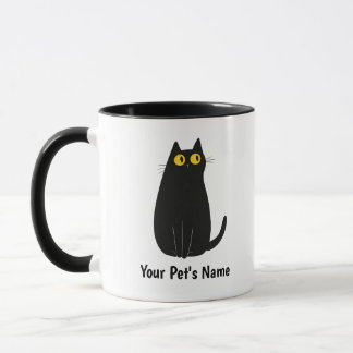 Personalized Black Cat Mug – Add Name, Cat Mom Gif マグカップ