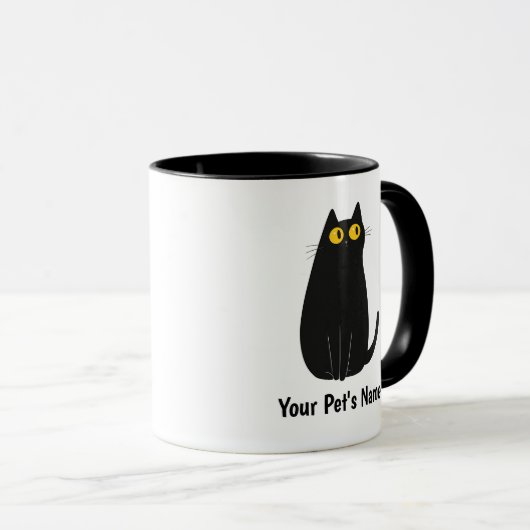 Personalized Black Cat Mug – Add Name, Cat Mom Gif マグカップ (正面右)
