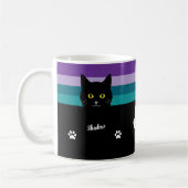 Personalized Black Cat Mug For Cat Moms And Dads コーヒーマグカップ (左)