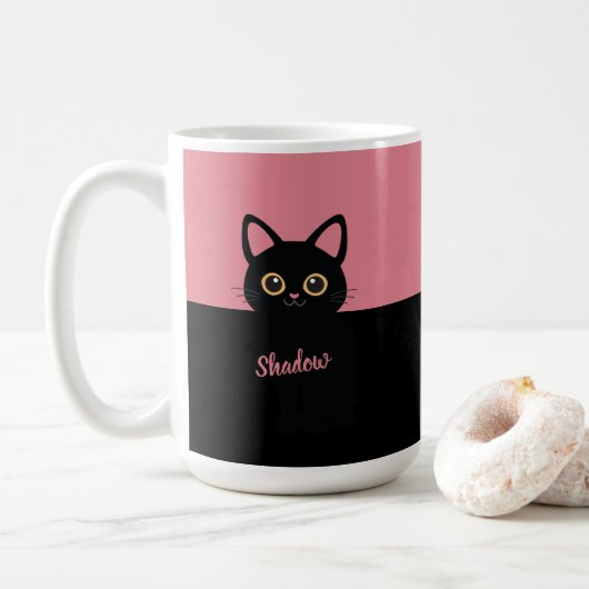 Personalized Black Cat Mug - Gift For Cat lovers コーヒーマグカップ (ドーナツ)
